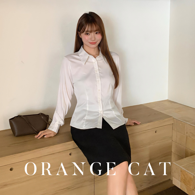 Little Orange Is a Cat-Themed Plus-Size Waist-Cinching Shirt for Interviews, Commuting, Formal Wear, Slimming, Professional Long-Sleeved White Shirt 100kg Women