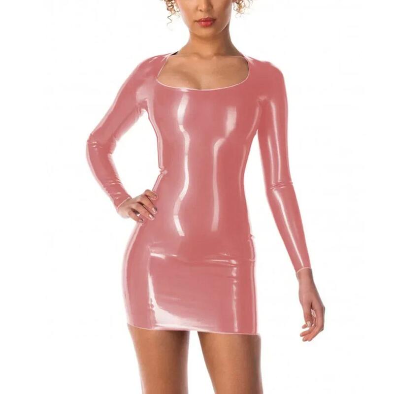European and American Hot Girl Dress Pvc Leather Hip-Hugging Tight Sexy Mature Pencil Skirt Mini Leather Skirt Party Outfit