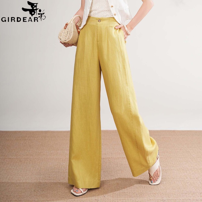 Authentic Ge Diya Linen Wide-Leg Pants for Women 2026 New Summer Thin Lyocell Drapey Loose Casual Straight-Leg