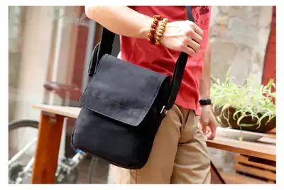 New canvas shoulder bag men's bag vertical crossbody business bag Korean casual small satchel