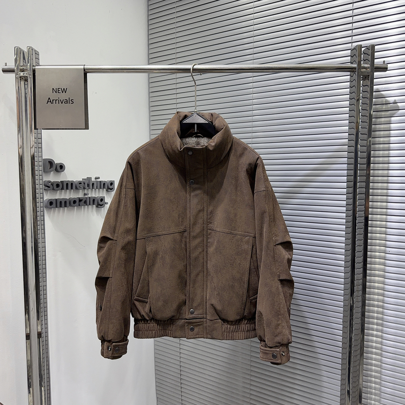 Authentic Zuo Shan Diao Men's 2025 Winter New Stand-Up Collar Pu Leather Loose Casual Warm Cool Flight Jacket for Men