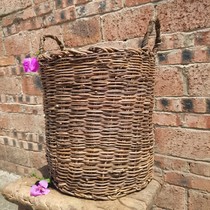 Double-eared rattan basket storage basket oversized rattan basket hand-woven basket retro rattan flowerpot set real rattan groceries