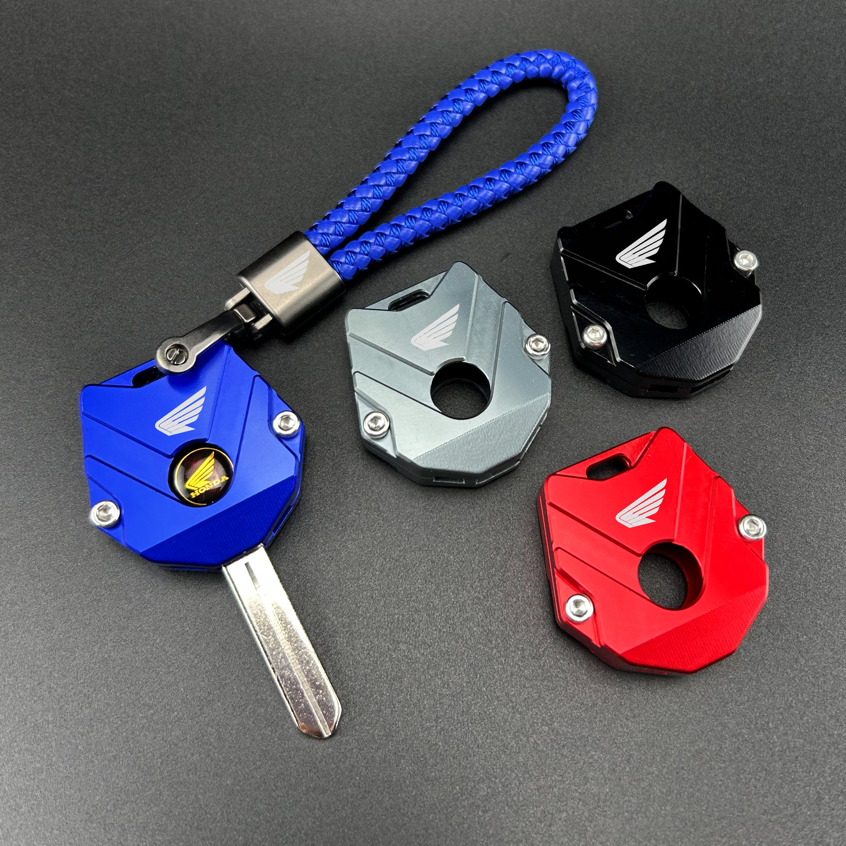 ฝาครอบกุญแจอลูมิเนียมอัลลอยด์พร้อมสายรัด สำหรับ Honda Cb650R Cbr650R Cb500X/F Cbr500R รุ่นดัดแปลง