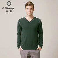 Mi Huang đích thực mùa thu và mùa đông áo len cashmere cổ chữ V mới cho nam áo len cashmere dài tay nguyên chất màu đan chạm đáy áo - Áo len Cashmere quần áo thời trang nam