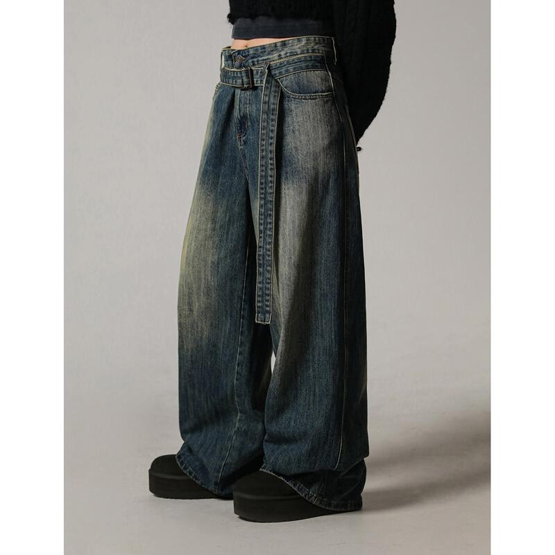 Masonprince New Unique Cotton Washed Jeans for Men High-Waisted Loose Retro Straight Casual Pants Masonprince New Unique Cotton Washed Jeans for Men High-Waisted Loose Retro Straight Casual Pants