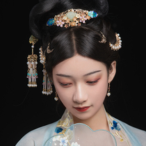 Jis Xiaozhu Jade cross-branch original ancient style headdress hairpin hair hairpin Crown female Hanfu hair crown