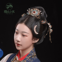 Jis Xiaozhu Nange Ancient Fengtou Guanming Tang Hair Decoration Hanfu Burning Green Hair Hairpin Set