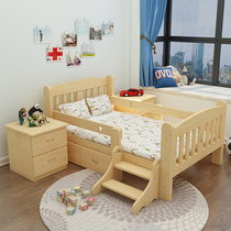 Childrens bed with guardrail small bed bed Solid wood boy girl crib widened bed side baby splicing bed