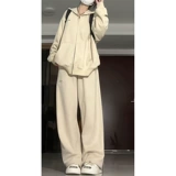 Спортивный костюм, комплект для школьников, ретро абрикосовая толстовка, популярно в интернете