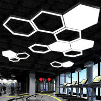 led office chandelier hexagonal honeycomb chandelier conference room Internet cafe gym industrial wind lighting fixture