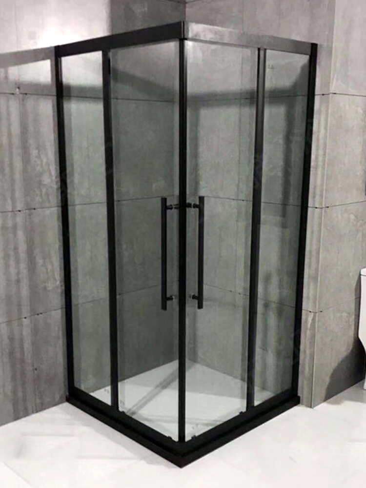 Square diagonal double switch shower room bathroom partition sliding door L diagonal sliding door shower glass partition shower room