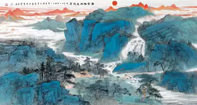 Famous painting art micro-spray decorative painting heart Wu Yuanzhou is my home 108x58cm paper