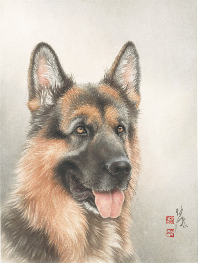 Famous painting art micro-spray decorative painting heart Liu wolf dog 40x53cm paper