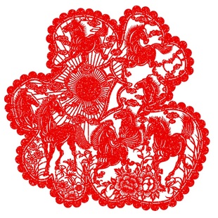 马年春节装饰新年植绒布剪纸窗花福字门贴