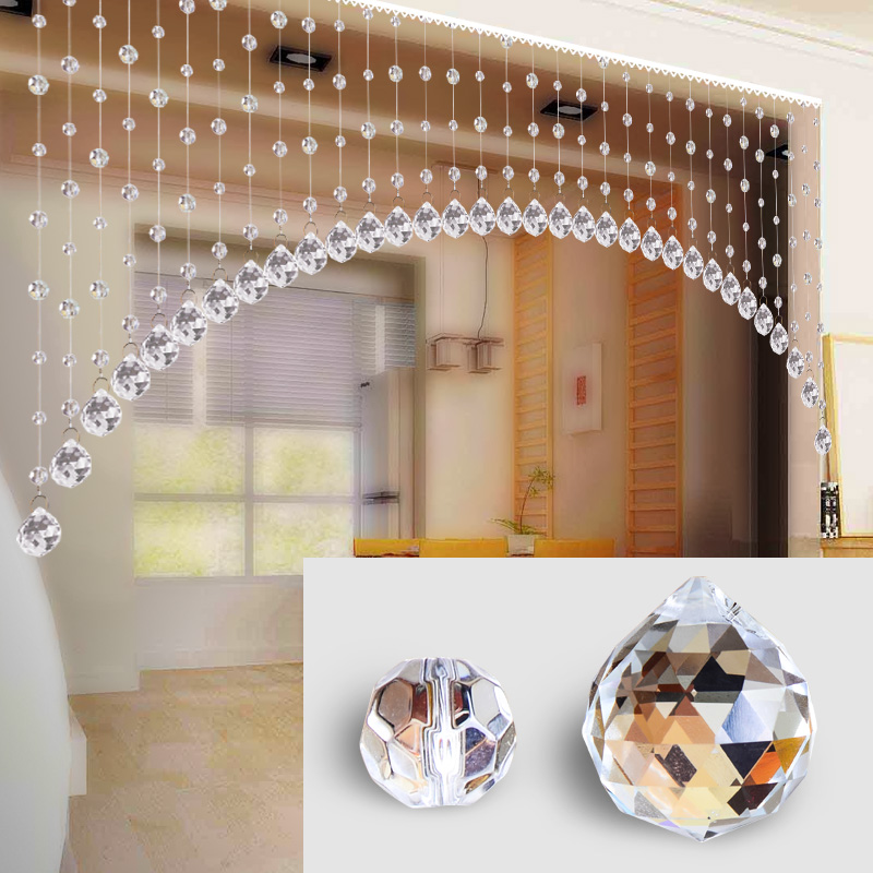 Crystal bead curtain living room entrance decoration partition curtain new feng shui curtain free punched door curtain bathroom semi-hanging curtain