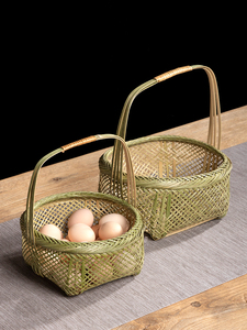 Handmade Small Basket Egg Basket round For Home Bamboo Woven