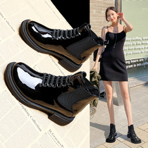 Patent leather Martin boots female English style 2021 New thick soled leather thin short boots Chelsea boots spring and autumn single boots