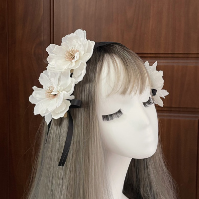 taobao agent Japanese hair accessory, universal headband with bow, Lolita style, flowered