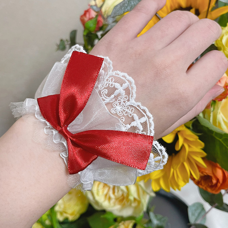 Wine Red Sleeves & 1 Pair Of 2solar system Lolita the soft girl Headwear Hair band Lo Niang Sweet daily Hairpin KC Versatile Lolita Accessories Small things Adorable