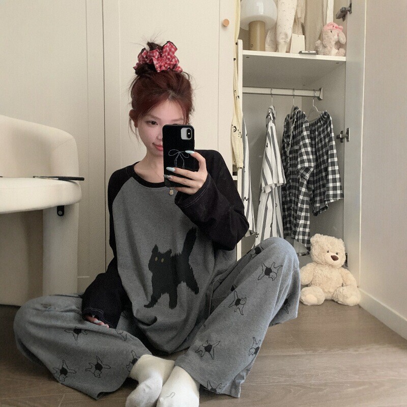 Plus Size 100kg Long-Sleeved Round Neck Pure Cotton Pajamas Set for Women Autum 2026 New Autum Style Can Be Worn Outside Home Clothes Plus Size 100kg Long-Sleeved Round Neck Pure Cotton Pajamas Set for Women Autum 2026 New Autum Style Can Be Worn Outside Home Clothes