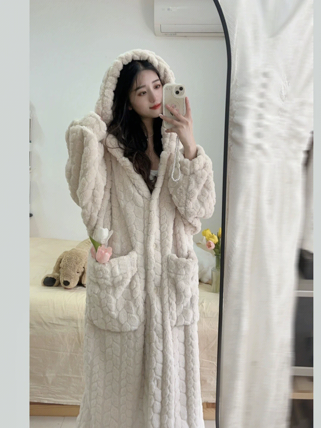 Королевский бархатный зимний пижамный комплект с капюшоном, тёплая Bathrobe, размер, 2026 год