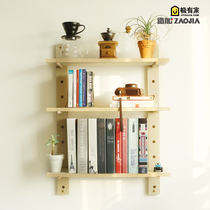 One-character clapboard custom Japanese Nordic multi-layer Wall living room kitchen wall bookshelf multifunctional wooden shelf
