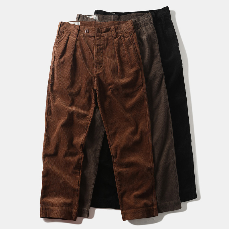 Heavyweight Corduroy Cargo Pants, Straight-Leg, Loose-Fitting, Amekaji Retro Casual Dad Pants, Men's Corduroy Long Trousers