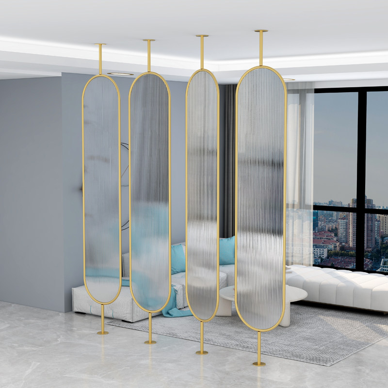 Modern simple screen partition Living room Bedroom Changhong glass small apartment Wrought iron entrance partition decorative partition wall