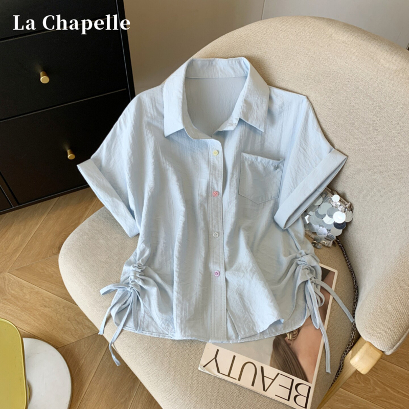 La Chapelle Colorful Button Polo Short-Sleeve Shirt for Women, Spring/Summer 2026 New Design, Regular Shoulder Base Shirt