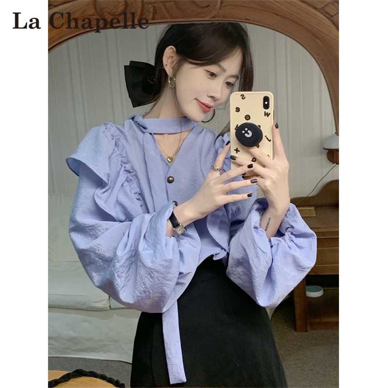 La Chapelle Violet Lantern Sleeve Long-Sleeved Shirt for Women, New Spring and Autumn French Style, Versatile and Stylish Design Shirt La Chapelle Violet Lantern Sleeve Long-Sleeved Shirt for Women, New Spring and Autumn French Style, Versatile and Stylish Design Shirt