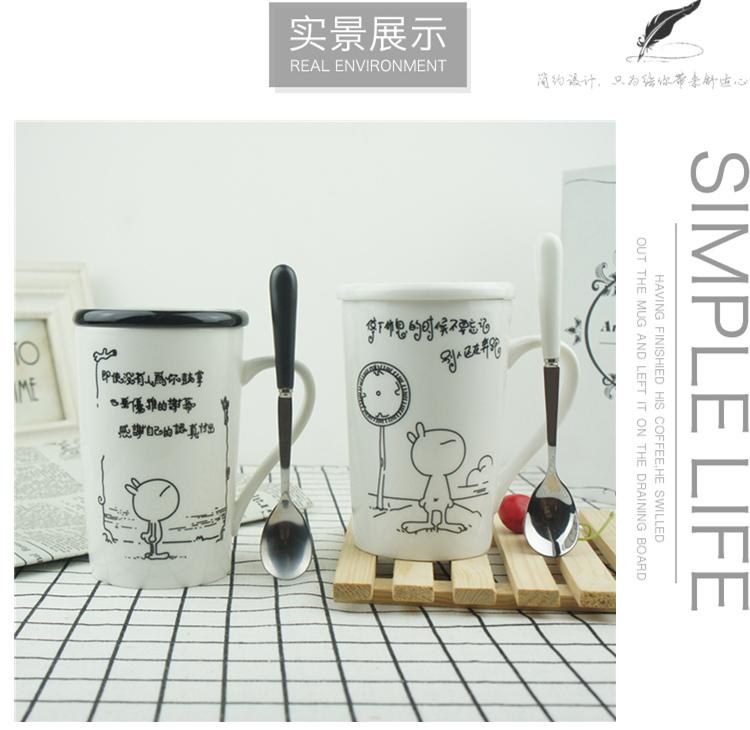 Cốc gốm sáng tạo vài ly đơn giản dung tích lớn uống nước cốc cà phê cốc sữa có nắp tùy chỉnh - Tách bình giữ nhiệt 1000ml