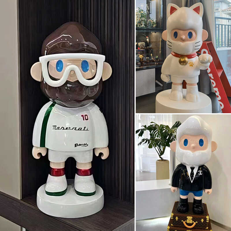 Internet Celebrity Farmerbob Large Figurine Fiberglass Sculpture Bob Large Fortune Cat Home Living Room Decoration Doll