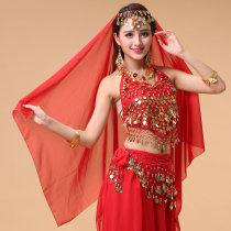 Special belly dance headdress gauze scarf headscarf new Indian dance table performance accessories chiffon hanging coin scarf
