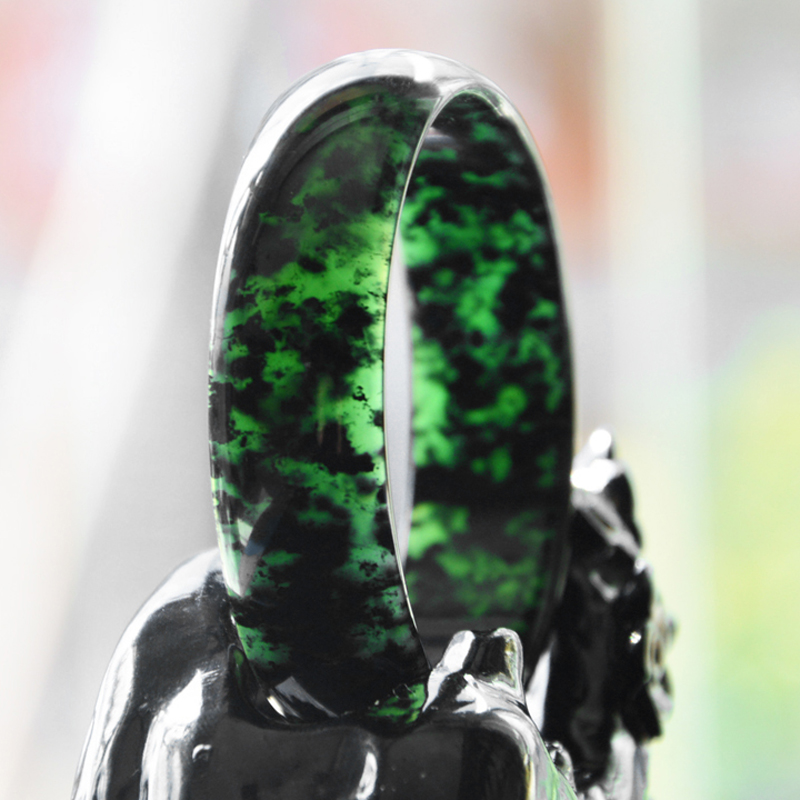 Natural Shaanxi Xi'an Mojade Bracelet Medium wide Lantian Jade Magnetic Health Jade Ladies Handwear Fashion Gifts