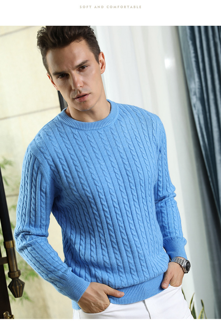 Mùa thu và mùa đông mới áo len cashmere nguyên chất nam cổ tròn xoắn áo len dày áo len trẻ trung phiên bản Hàn Quốc của áo len đáy áo đôi nam nữ