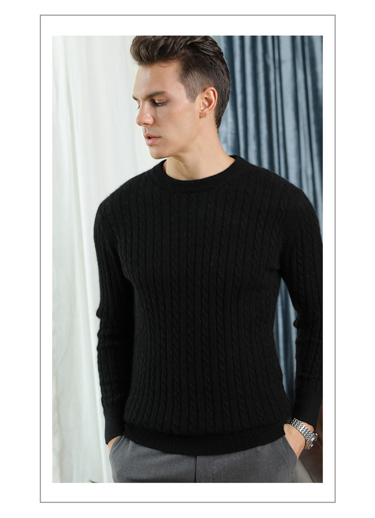 Mùa thu và mùa đông mới áo len cashmere nguyên chất nam cổ tròn xoắn áo len dày áo len trẻ trung phiên bản Hàn Quốc của áo len đáy áo đôi nam nữ