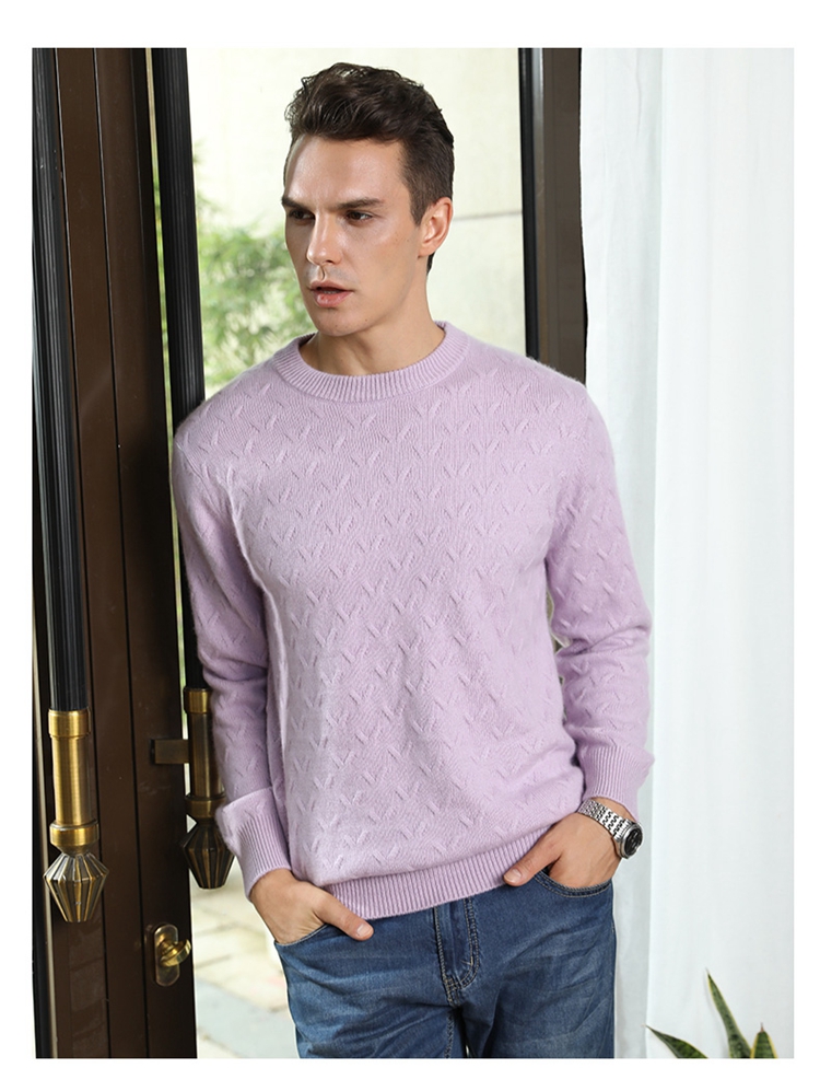 Mùa đông mới nam cổ tròn dày 100% áo len cashmere nguyên chất áo len thanh niên áo len cashmere đáy gile nam