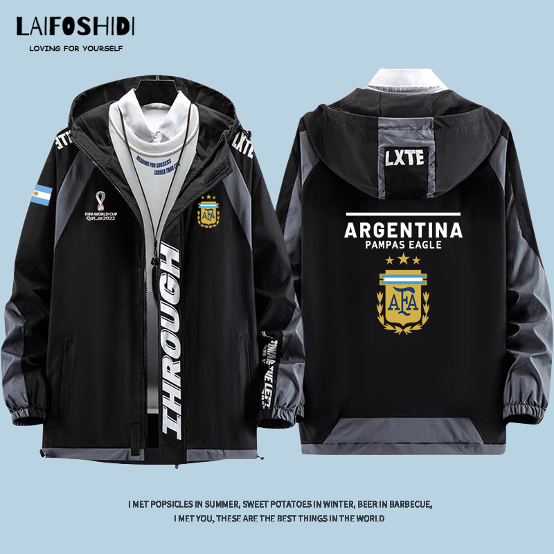 2022 Qatar World Cup Argentina Team Championship Jacket Men's Soccer Fan Messi No. 10 Jacket 2022 Qatar World Cup Argentina Team Championship Jacket Men's Soccer Fan Messi No. 10 Jacket