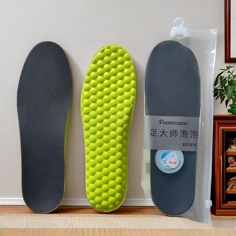 Foot Master Bubble Mugwort Soft Shock-Absorbing Deodorizing Insoles for Men and Women, Sweat-Absorbing, Odor-Resistant, Sports Comfort, Long-Standing Comfort, No Foot Fatigue