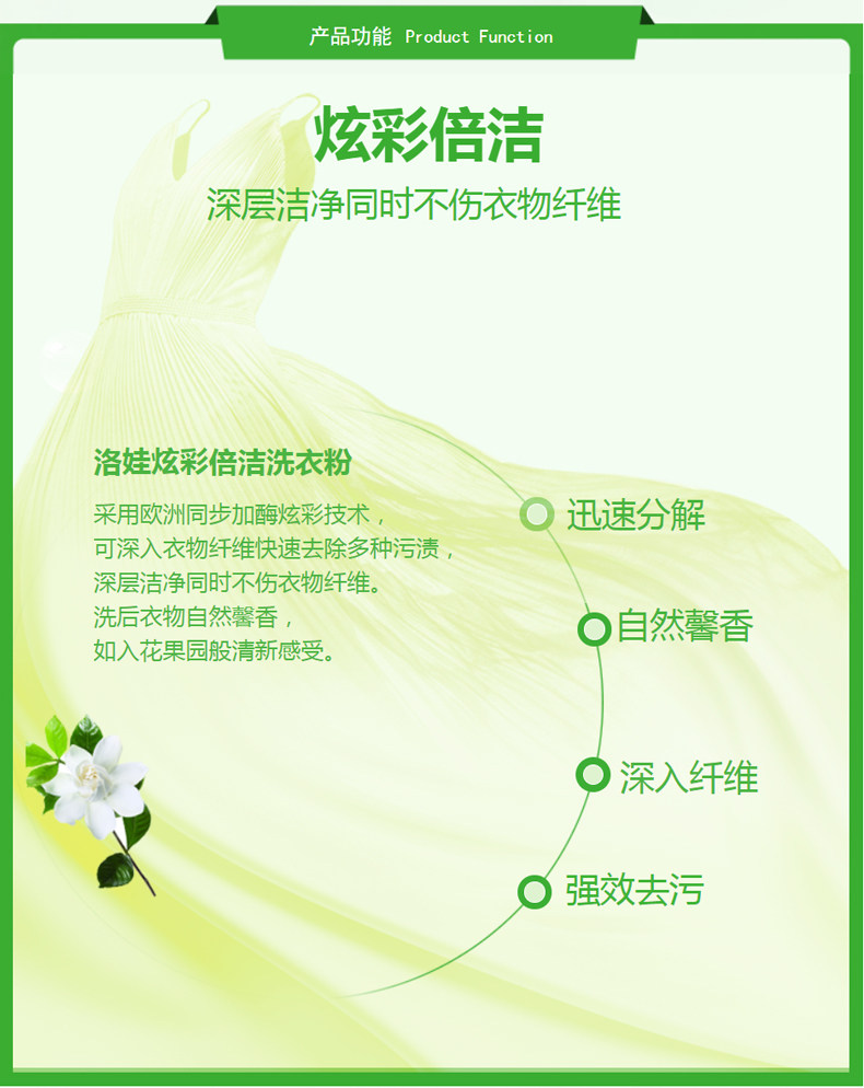 洛娃炫彩家用洗衣粉3kg深层去渍茉莉清香大袋装6斤家庭装正品