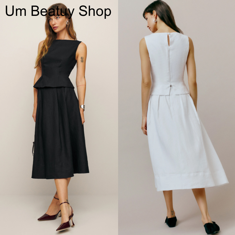 Buyer's Genuine Reformation Suit Dress, New Model, Same Style as Ouyang Nana, Linen Graduation Skirt