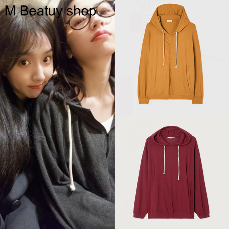 Buyer Store Genuine American Vintage Sweatshirt Zhou Yutong's Same Loose and Versatile Zipper Hoodie