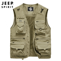  JEEP Jeep spring and autumn vest mens fishing multi-bag mens waistcoat detachable tooling photography coat jacket