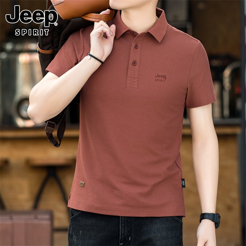 Jeep Spirit Short-Sleeved Polo Shirt for Men 2026 Summer American Retro Loose and Versatile Red T-Shirt for Men Jeep Spirit Short-Sleeved Polo Shirt for Men 2026 Summer American Retro Loose and Versatile Red T-Shirt for Men