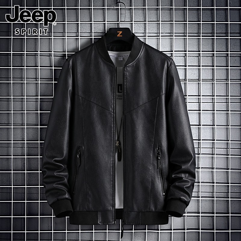Кожаная куртка JEEP SPIRIT мужская весна и осень 2026, мотоциклетная красивая бейсбольная форма, кожаная куртка, весенние модели