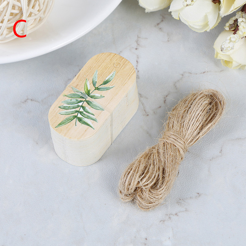 Wood grain printed small hanging card party gift baking packaging decoration