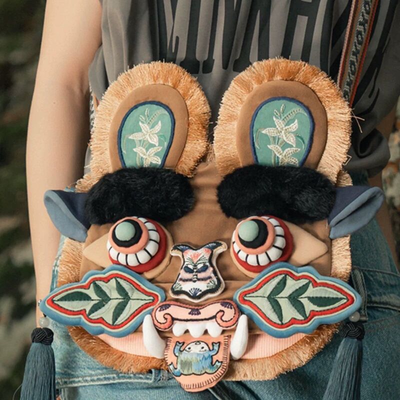 Purely Handmade, Same Style as the Intangible Cultural Heritage, Tiger Head Bag, Doll Bag, Crossbody Bag, Hand-Held Tiger Head Bag, Ethnic Characteristics, Gift-Giving
