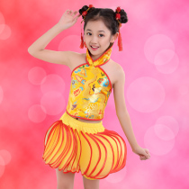 61 Childrens belly dance performance suit Chinese style festive opening red waist drum dance drum suit Rap Chinese red dance suit
