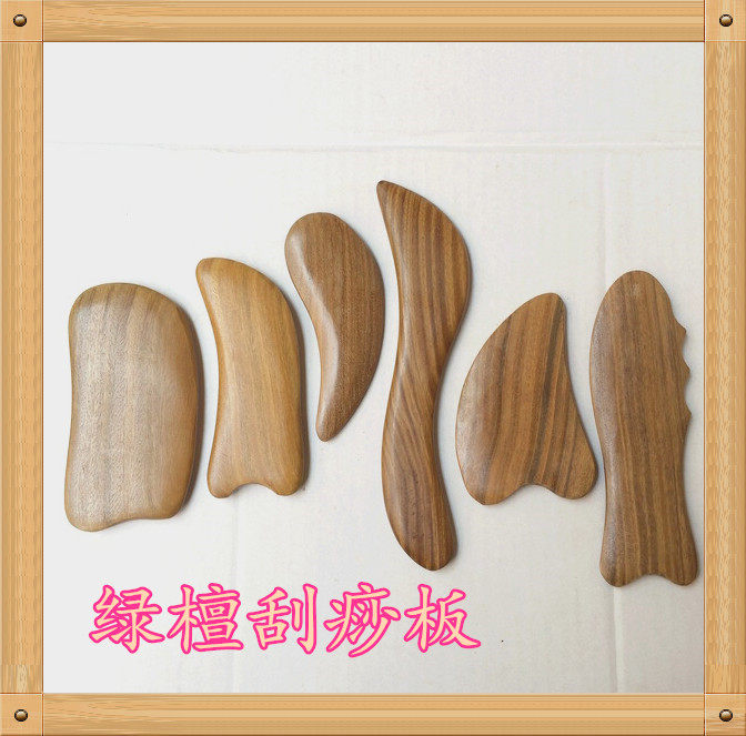 Green sandal wood scraping board wooden scraping plate Pure natural scraping plate Massage guided products wholesale