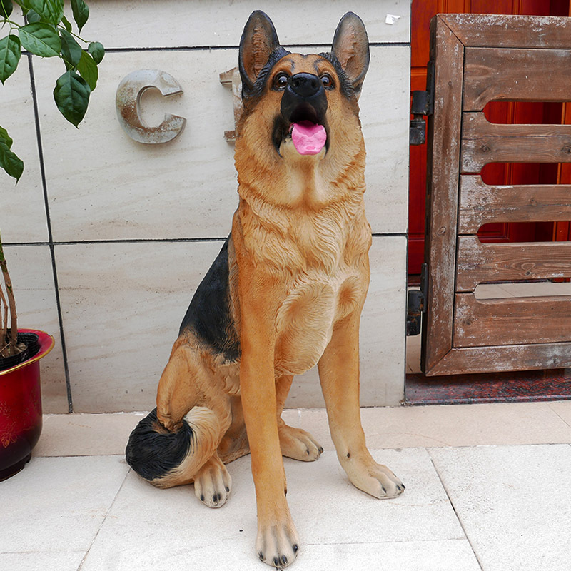 Dog Figurine Realistic German Shepherd Model for Living Room, Entryway, Outdoor Villa, Courtyard, Guard Dog Sculpture, Floor Decoration